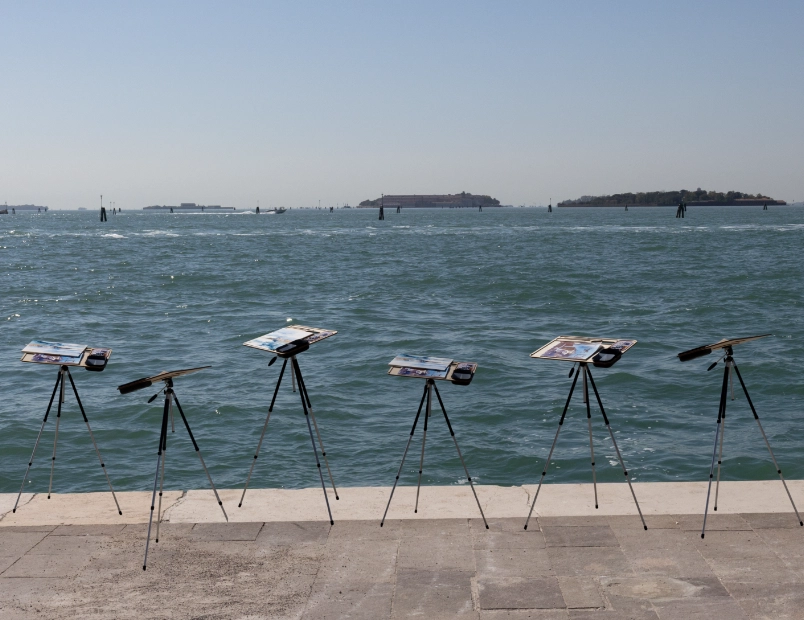 Image of easels at the seaside by makingmagic studio